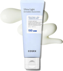 COSRX Ultra-Light Invisible Sunscreen | SPF50 PA++++, No White Cast, Lightweight & Fast-Absorbing, UV Protection, Hydration boost sunscreen for Sun-Damaged, dry skin. Aloe and Witch Hazel leaf water