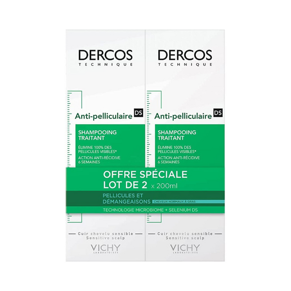 Vichy Dercos Anti-Dandruff Advanced Action Shampoo Normal to Oily Hair 2 x 200ml