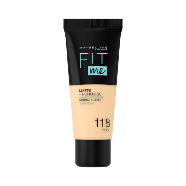 Maybelline Fit Me Matte & Poreless Fluid Foundation, 118 Nude