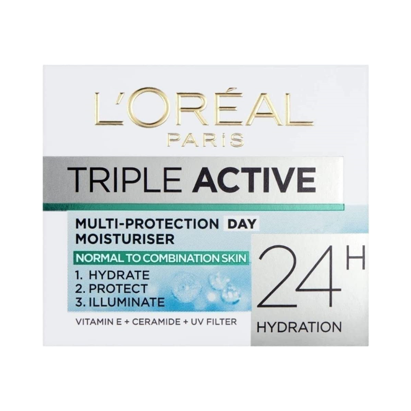 L'Oreal Paris Triple Active Day 24H Hydrating Moisturiser Normal to Combination Skin 50ml