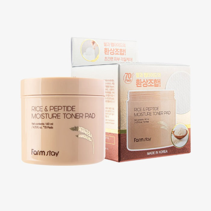 FARM STAY Rice & Peptide Moisture Toner Pad 140ml / 70EA