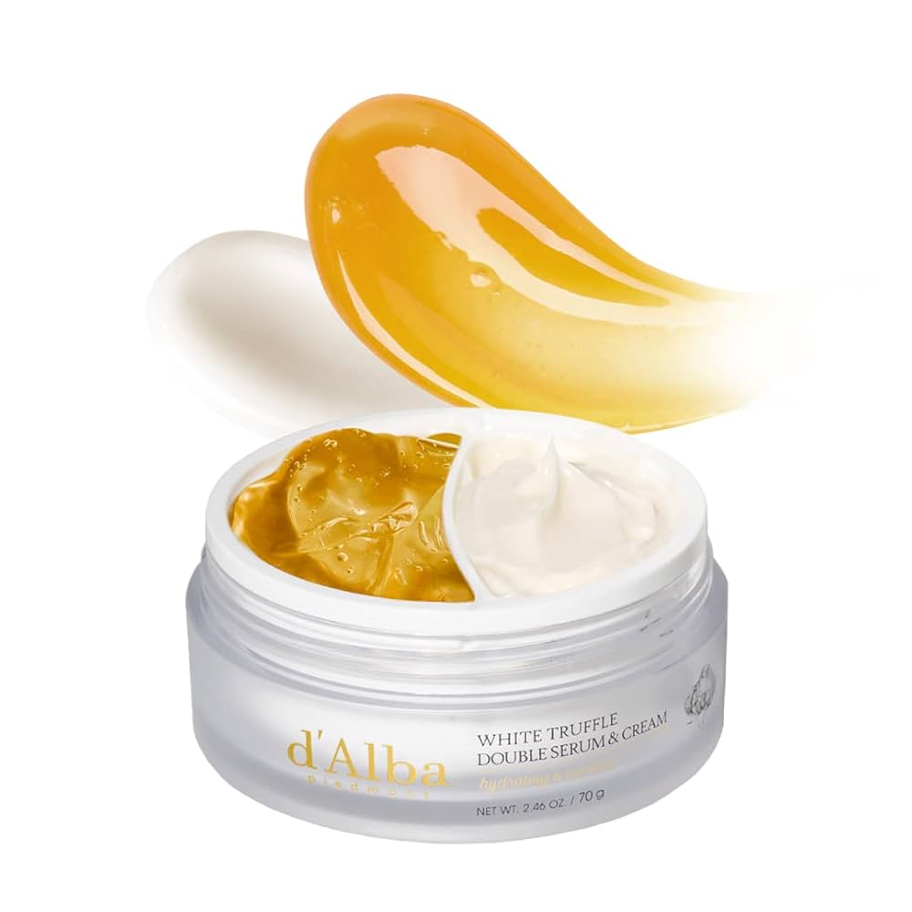 d'Alba Piedmont White Truffle Double Serum & Cream 70g | 2-in-1 Face Moisturizer, Vegan Collagen, Skin Firming And Tightening