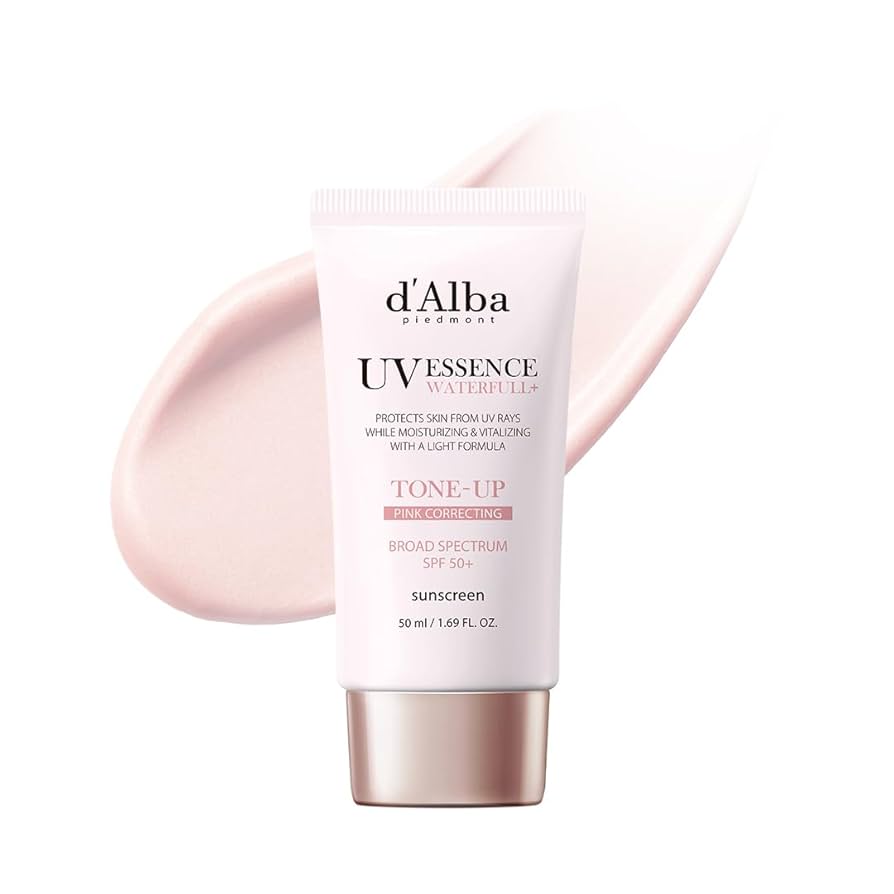 d’Alba Piedmont Italian White Truffle Waterfull Tone-Up Sunscreen SPF 50+ | Vegan Pink Tinted Moisturizer & Brightening Sun Cream
