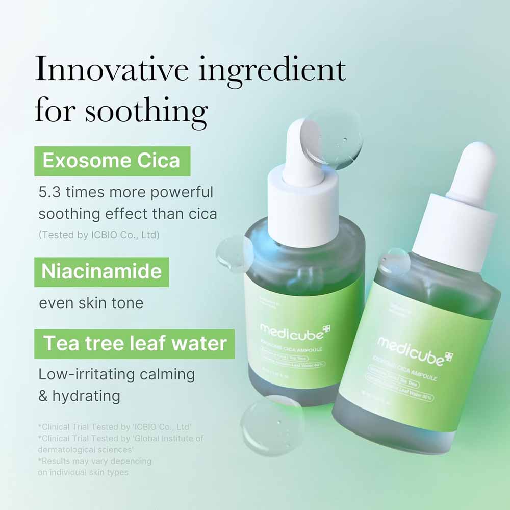 Medicube Exosome Cica Serum 30ml | Tea Tree Ampoule for Sensitive Skin with Centella Asiatica help reduce redness and breakouts. Low-irritating, Moisturizing & Soothing Serum | Korean Skincare