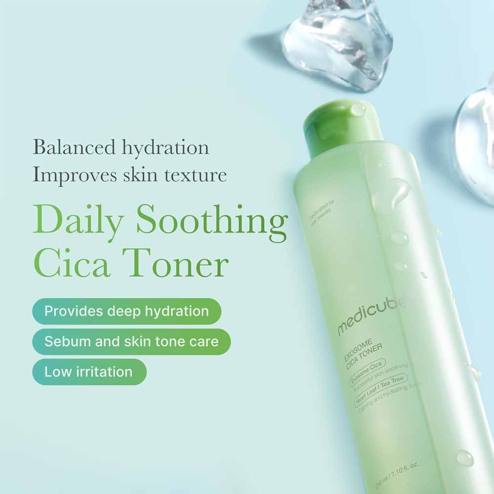Medicube Exosome CICA Toner 210ml Heart Leaf / Tea Tree | Daily Soothing Toner with Exosome CICA | Sebum Care Korean Skin Care