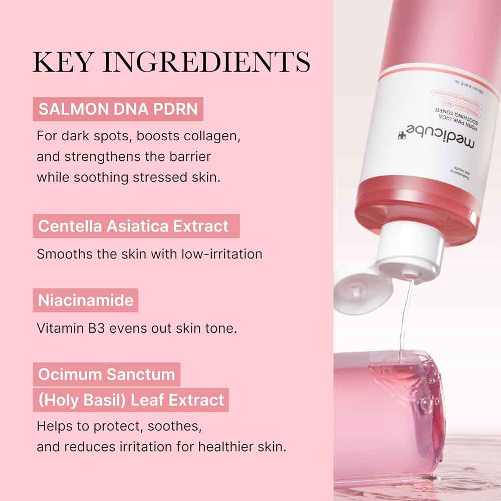 Medicube Salmon DNA PDRN Pink CICA Soothing Toner 250ml – Glow Boosting, Hydrating & Skin Barrier Repair Toner
