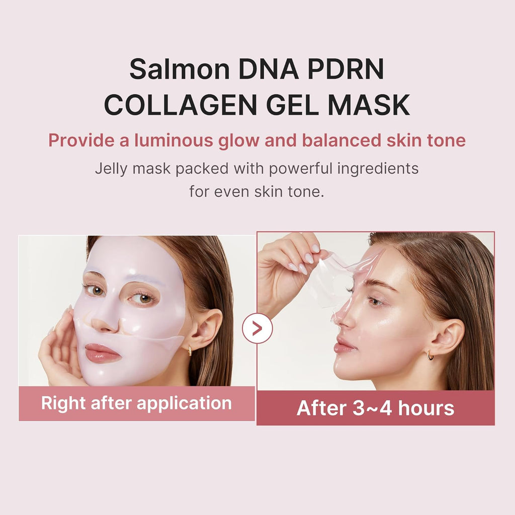 Medicube PDRN Pink Collagen Gel Mask 28g ( 1 Sheet x 4Pcs ) overnight face mask for glass glow skin- elasticity, hydrating, firming and moisturizing