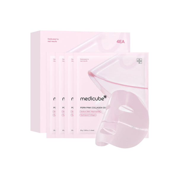 Medicube PDRN Pink Collagen Gel Mask 28g ( 1 Sheet x 4Pcs ) overnight face mask for glass glow skin- elasticity, hydrating, firming and moisturizing