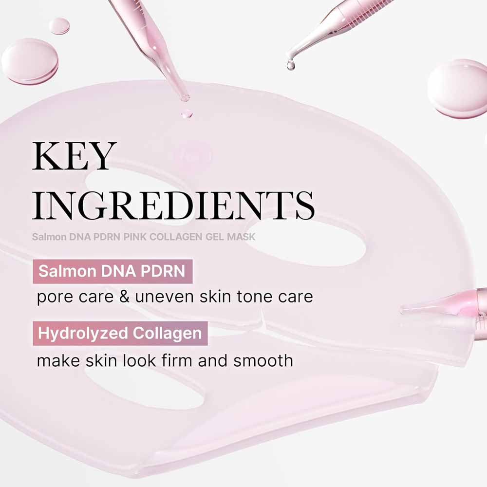 Medicube PDRN Pink Collagen Gel Mask 28g ( 1 Sheet x 4Pcs ) overnight face mask for glass glow skin- elasticity, hydrating, firming and moisturizing