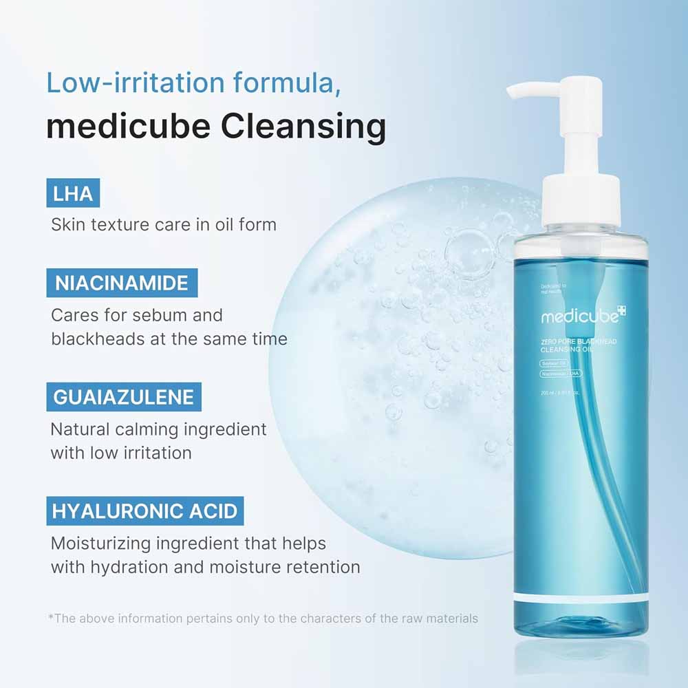 medicube Zero Pore Blackhead Cleansing Oil | Makeup Remover for all skin types, Daily Moisture Facial Cleanser, Low-Irritation | Korean Skin Care 205ml