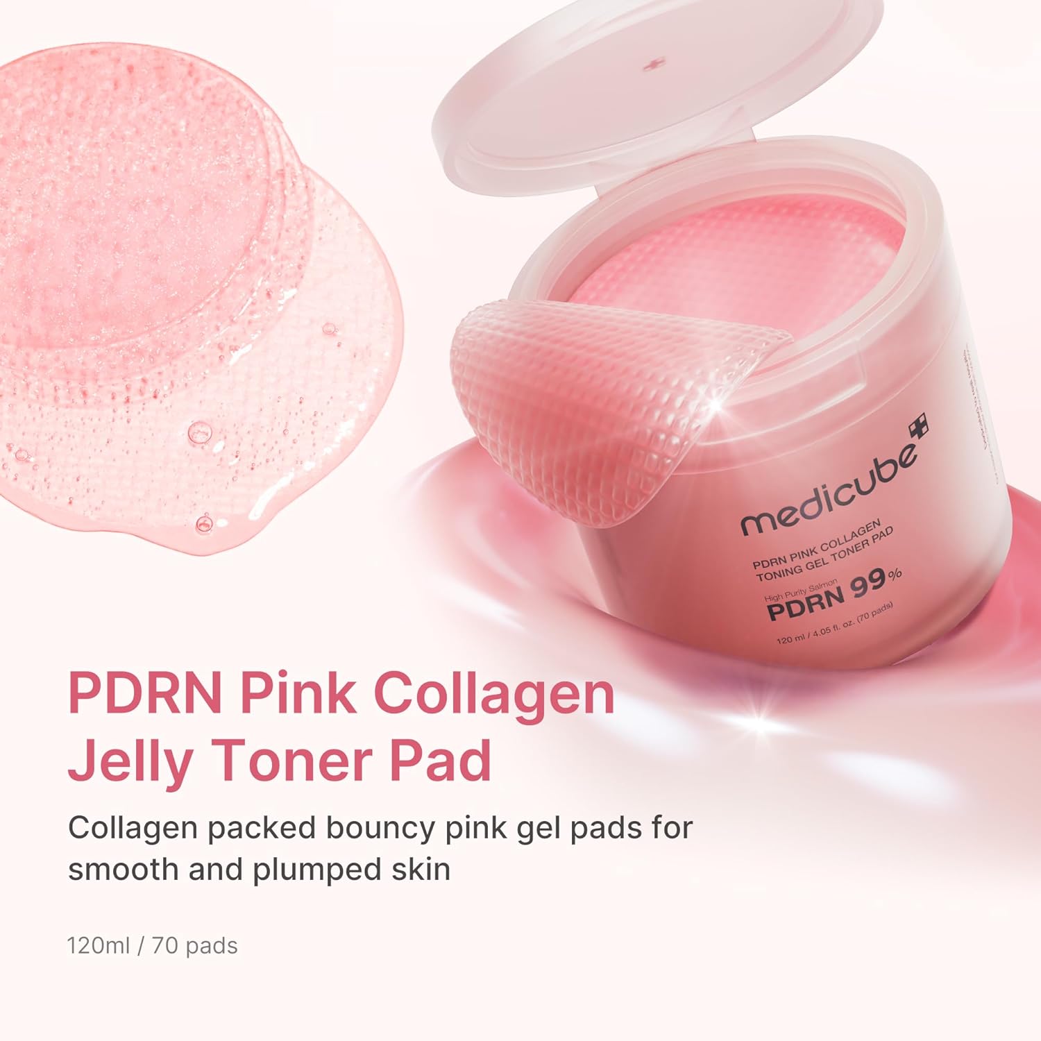 Medicube PDRN Pink Collagen Tonning Gel Toner Pad 120ml ( 70pads )
