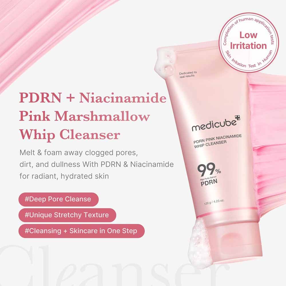 Medicube PDRN Whip Cleanser 120 g | Korean Whipped Foam Facial Cleanser | Gentle Pore‑Care & Skin‑Balancing Daily Cleansing Care
