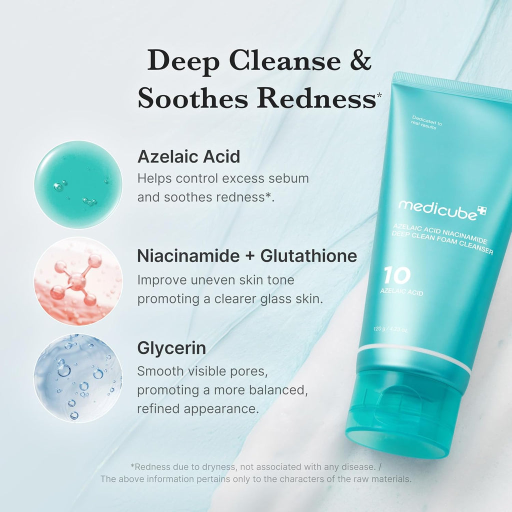 MEDICUBE Azelaic Acid Niacinamide Deep Clean Foam Cleanser 120g