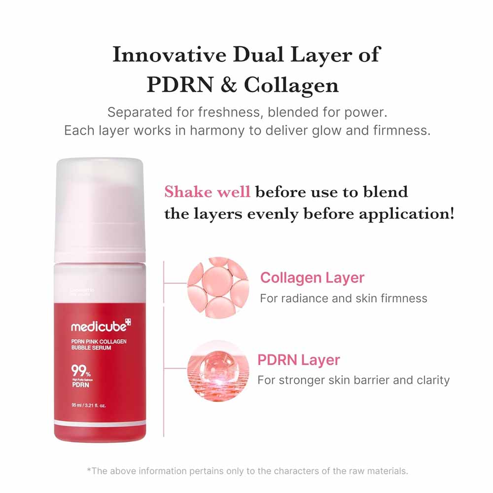 medicube PDRN Pink Collagen Bubble Serum  95ml | Bubble-to-Glow Firming Serum