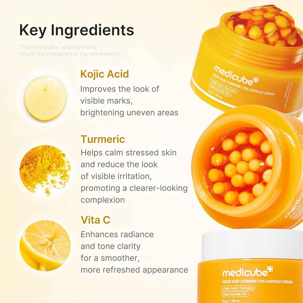 Medicube Capsule Cream With Kojic Acid & Turmeric For Uneven Skin Tone Tone Renewal & Radiance Care For Troubled Skin Turmeric, Kojic, Vitamin C Korean Skincare, 1.86 Oz