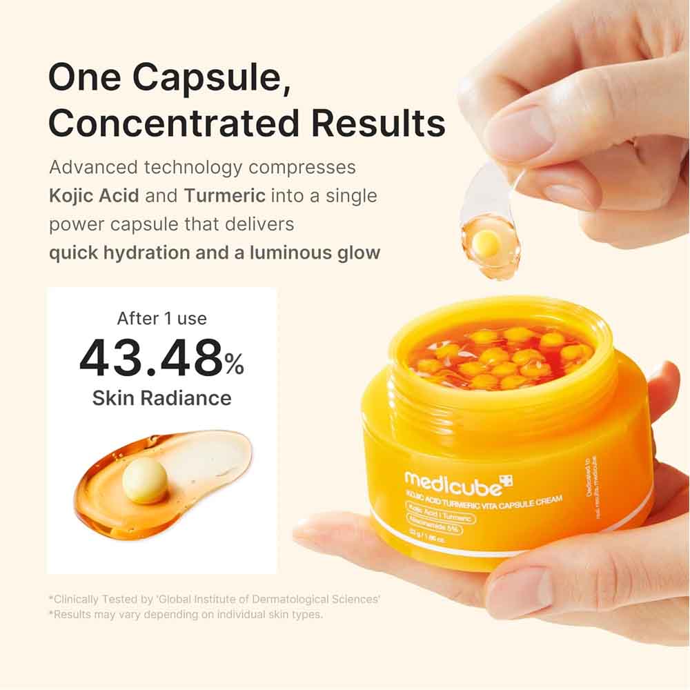 Medicube Capsule Cream With Kojic Acid & Turmeric For Uneven Skin Tone Tone Renewal & Radiance Care For Troubled Skin Turmeric, Kojic, Vitamin C Korean Skincare, 1.86 Oz