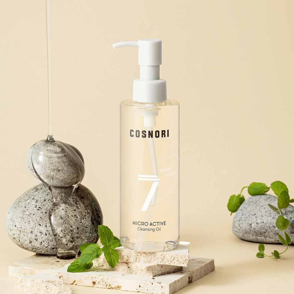 COSNORI Micro Active Cleansing Oil 200ml | Korean Vegan Facial Cleansing Oil, Fresh and Light Finish – Gentle Makeup Remover for Face, Hypoallergic, Fermented 7-Oil Complexes, 6.7 fl.oz.