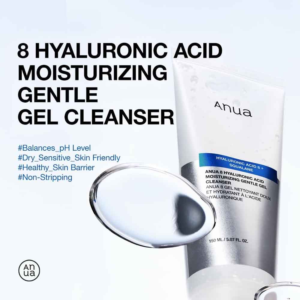 ANUA 8 Hyaluronic Acid Gentle Gel Cleanser 150ml Moisturizing Facial Cleanser