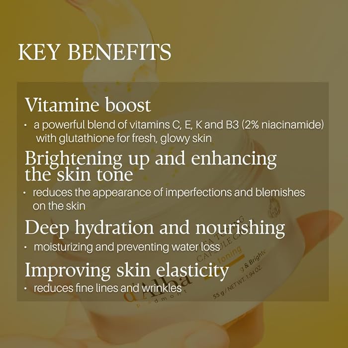 d'Alba Piedmont Vita Toning Capsule Cream, Deep Hydration Face Moisturizer, Glass Skin | Weightless Moisturizer with Vitamin C 55g