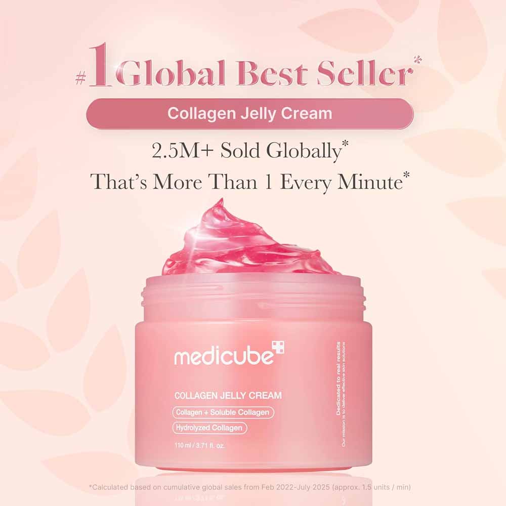 medicube Collagen Jelly Cream 110ml - Niacinamide & Freeze-Dried Hydrolyzed Collagen - Boosts skin's barrier hydration and gives 24h Glow & Lifted Look - No artificial color, Korean skincare