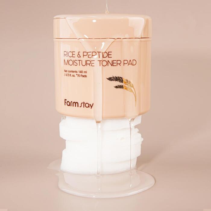 FARM STAY Rice & Peptide Moisture Toner Pad 140ml / 70EA