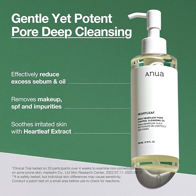 ANUA Heartleaf Pore Control Cleansing Oil, Oil Cleanser for Face, Makeup Blackhead Remover, Double Cleansing, Facial Cleanser, Mild Ingredients, Korean Skin Care 6.76 fl oz(200ml)