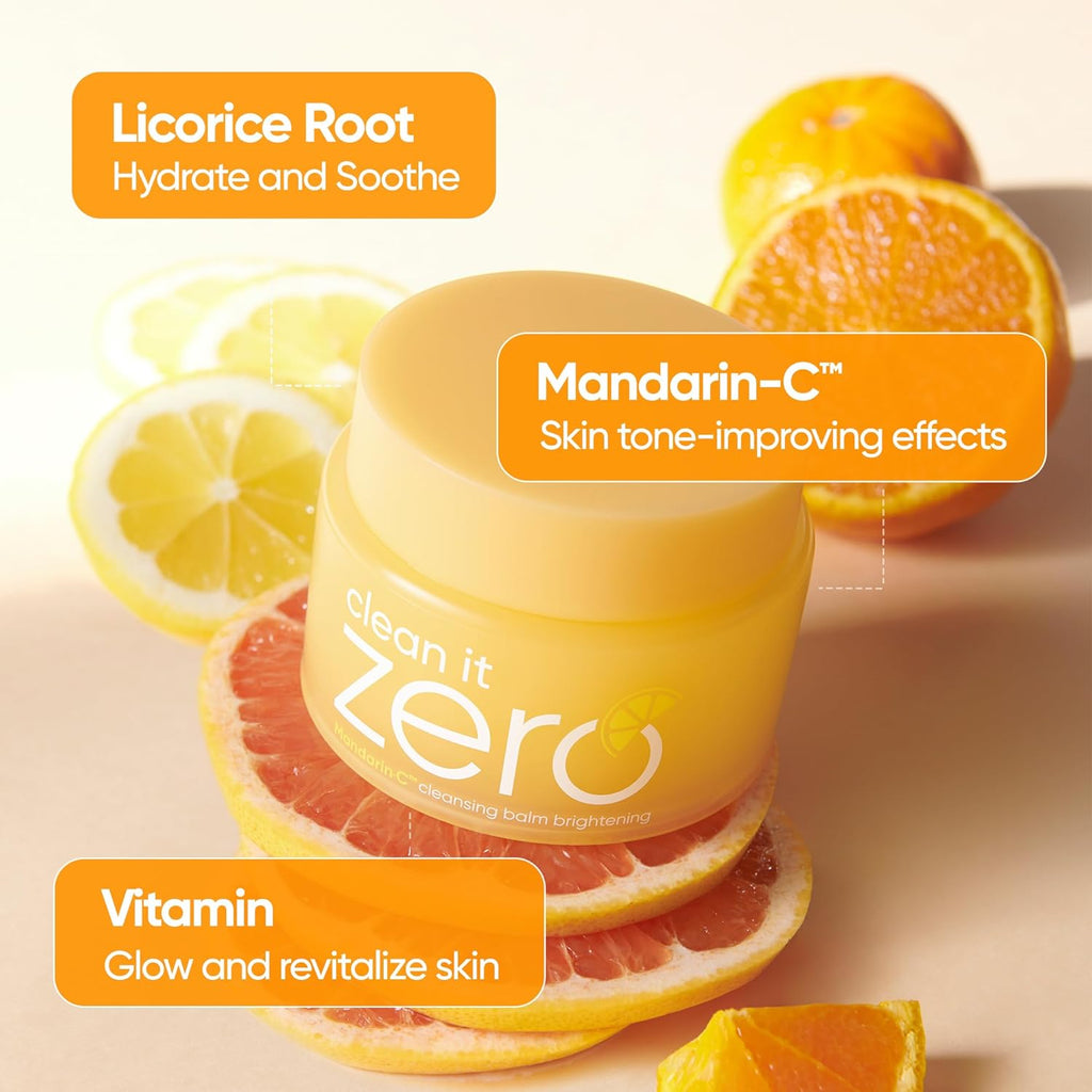BANILA CO Clean It Zero Brightening Mandarin-C Cleansing Balm – Vitamin C Makeup Remover (100ml)