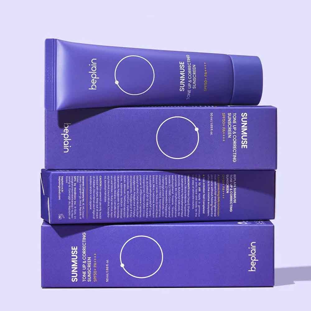 Beplain Sunmuse Tone-Up & Correcting Sunscreen SPF 50+ PA++++ 50ml | Brightening Daily UV Protection