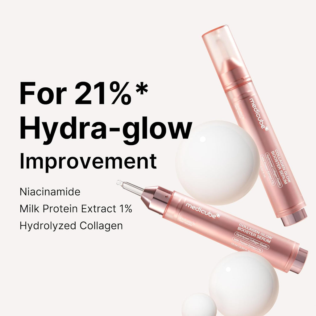 medicube Collagen Glow Booster Milk Serum 15ml - Twist & Click - Radiance & Hydration with Niacinamide, Milk Protein Extract, Hydrolyzed Collagen