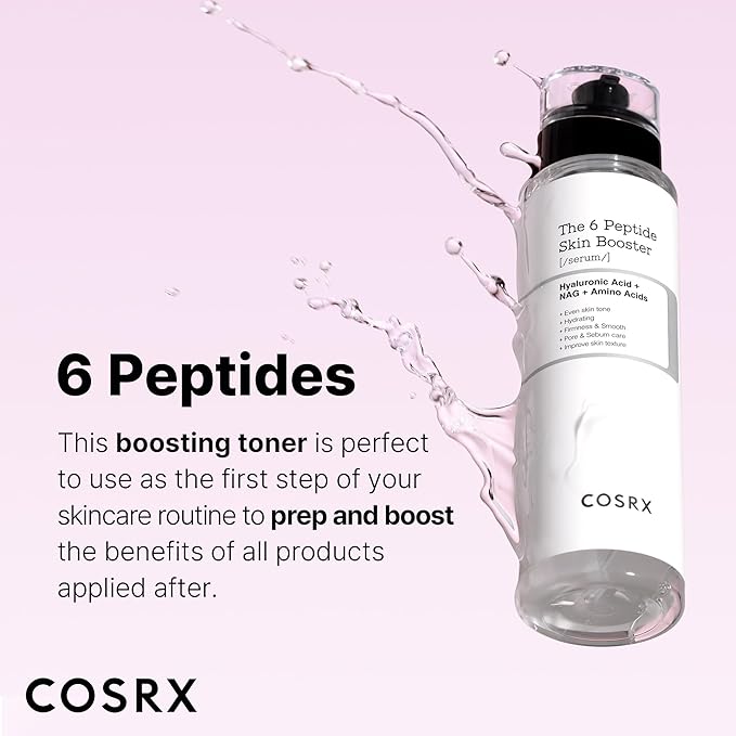 COSRX 6 x Peptide Collagen Booster Toner Serum 150 ml / 5.07 Fl.Oz, Skin Renewal Boosting Facial Essence, Niacinamide & Hyaluronic Acid for All Skin Types, Korean Skincare, Paraben Free