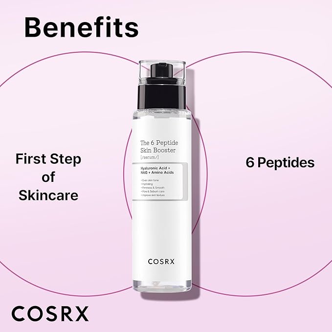 COSRX 6 x Peptide Collagen Booster Toner Serum 150 ml / 5.07 Fl.Oz, Skin Renewal Boosting Facial Essence, Niacinamide & Hyaluronic Acid for All Skin Types, Korean Skincare, Paraben Free