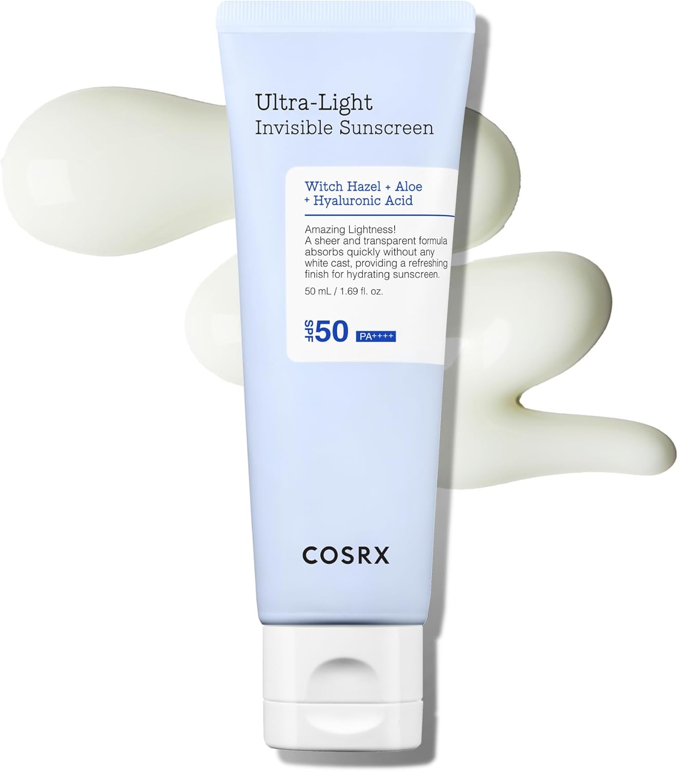 COSRX Ultra-Light Invisible Sunscreen | SPF50 PA++++, No White Cast, Lightweight & Fast-Absorbing, UV Protection, Hydration boost sunscreen for Sun-Damaged, dry skin. Aloe and Witch Hazel leaf water