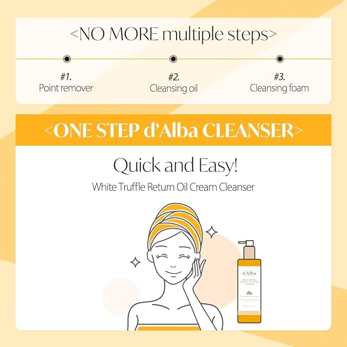 d'Alba Piedmont White Truffle Return Oil Cream Cleanser 65ml | Easy One Step Cleanser For Sebum & Makeup Removal
