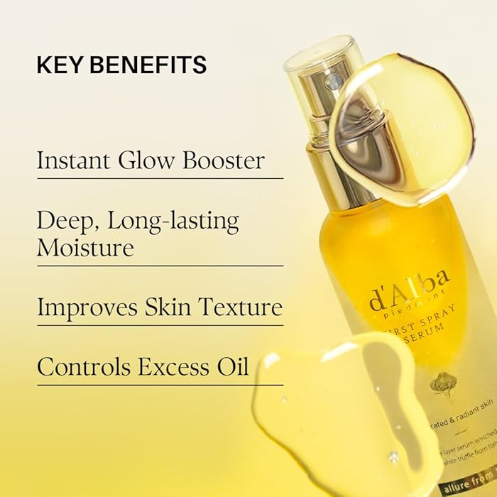 d'Alba Piedmont First Spray Serum 100ml Hydrates & Nourishes Skin | Light-weight Face Moisturizer, Glow Serum For Radiant Skin, Non Comedogenic, All In One Mist, Korean Skin Care