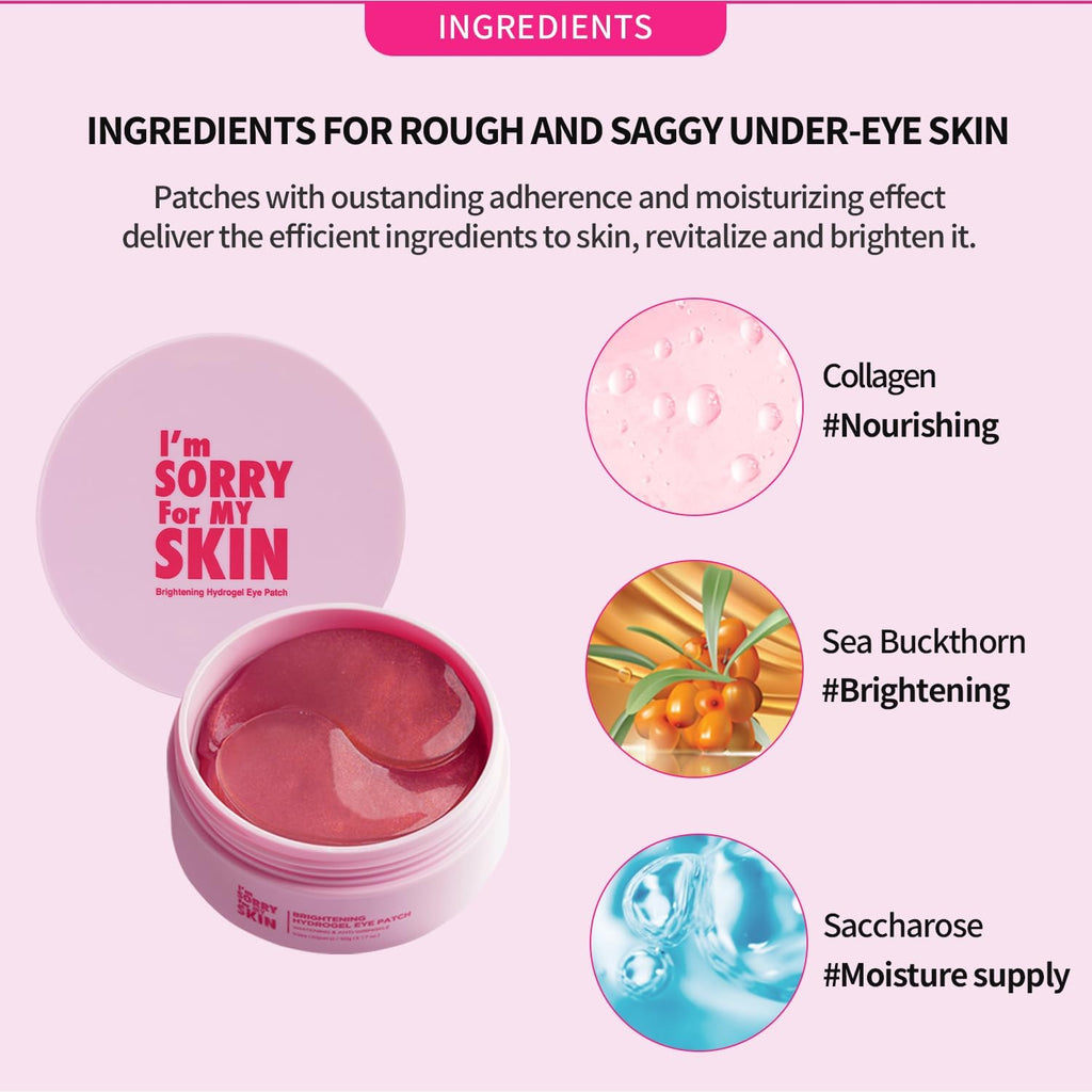 I'm Sorry For My Skin Hydrogel Eye Patch – Collagen Under Eye Patches for Dark Circles & Wrinkles (60 Pads)