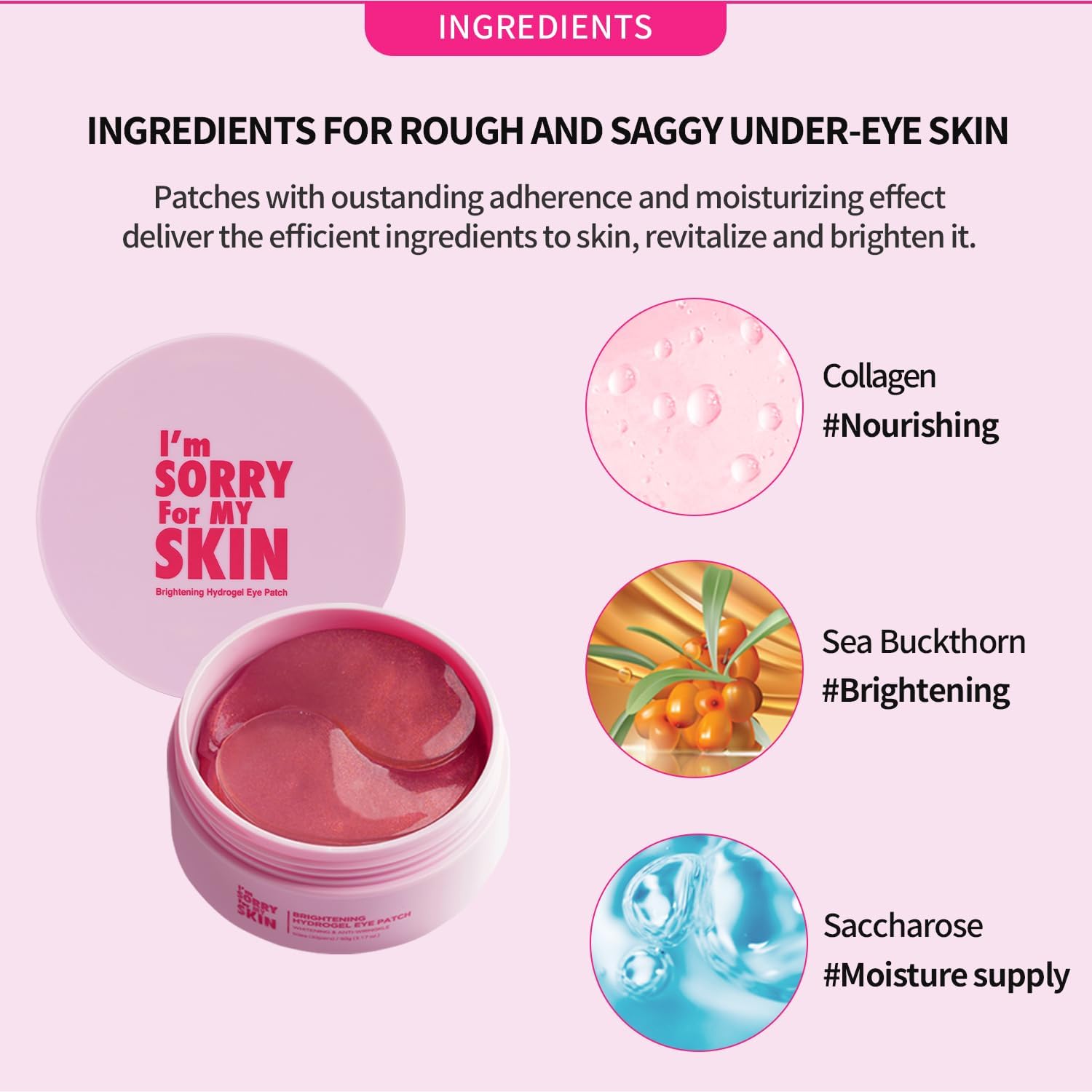 I'm Sorry For My Skin Hydrogel Eye Patch – Collagen Under Eye Patches for Dark Circles & Wrinkles (60 Pads)