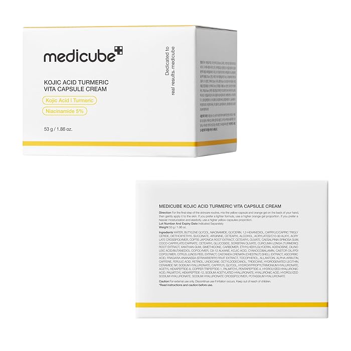 Medicube Capsule Cream With Kojic Acid & Turmeric For Uneven Skin Tone Tone Renewal & Radiance Care For Troubled Skin Turmeric, Kojic, Vitamin C Korean Skincare, 1.86 Oz