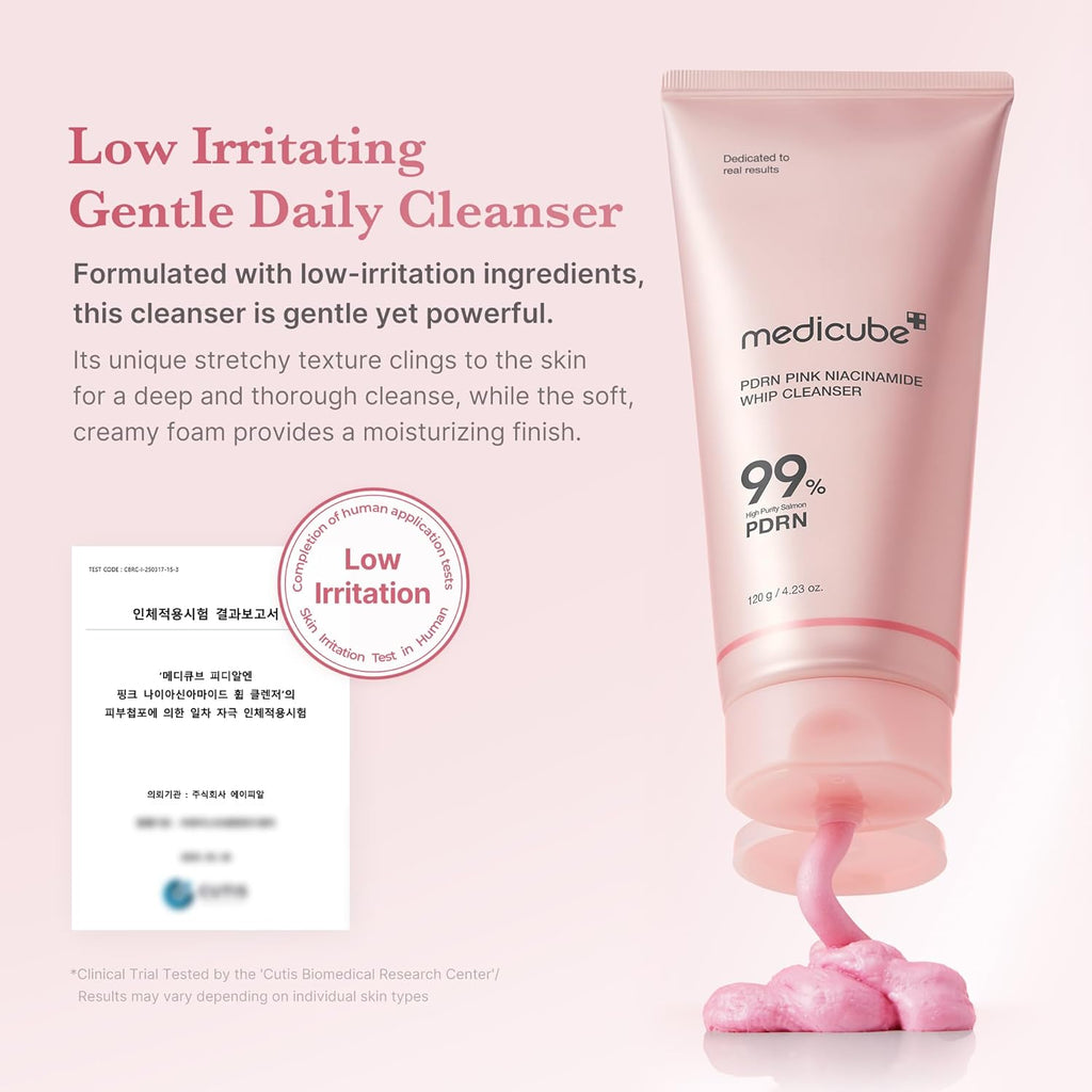 Medicube PDRN Whip Cleanser 120 g | Korean Whipped Foam Facial Cleanser | Gentle Pore‑Care & Skin‑Balancing Daily Cleansing Care