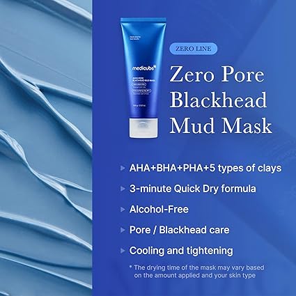 Medicube Zero Pore Blackhead Mud Facial Mask – Pore Tightening Clay Mask with AHA, BHA, PHA | 3-Min Treatment Korean Face Mask