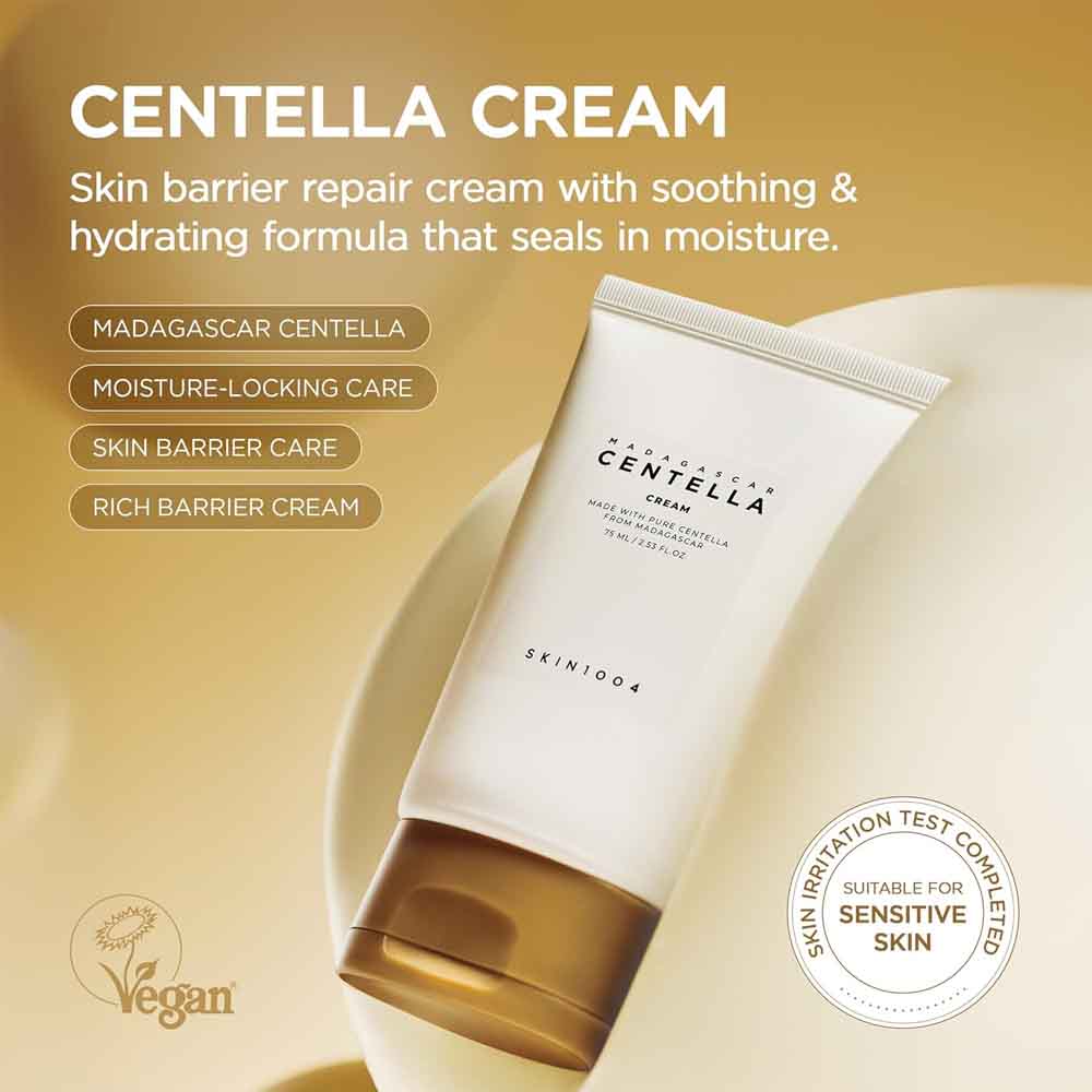 SKIN1004 Madagascar Centella Cream 75ml | Soothing Hydrating Moisturizer for Sensitive Skin