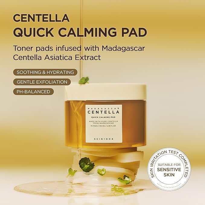SKIN1004 Madagascar Centella Quick Calming Pad 130ml | Soothing Toner Pads for Sensitive Skin
