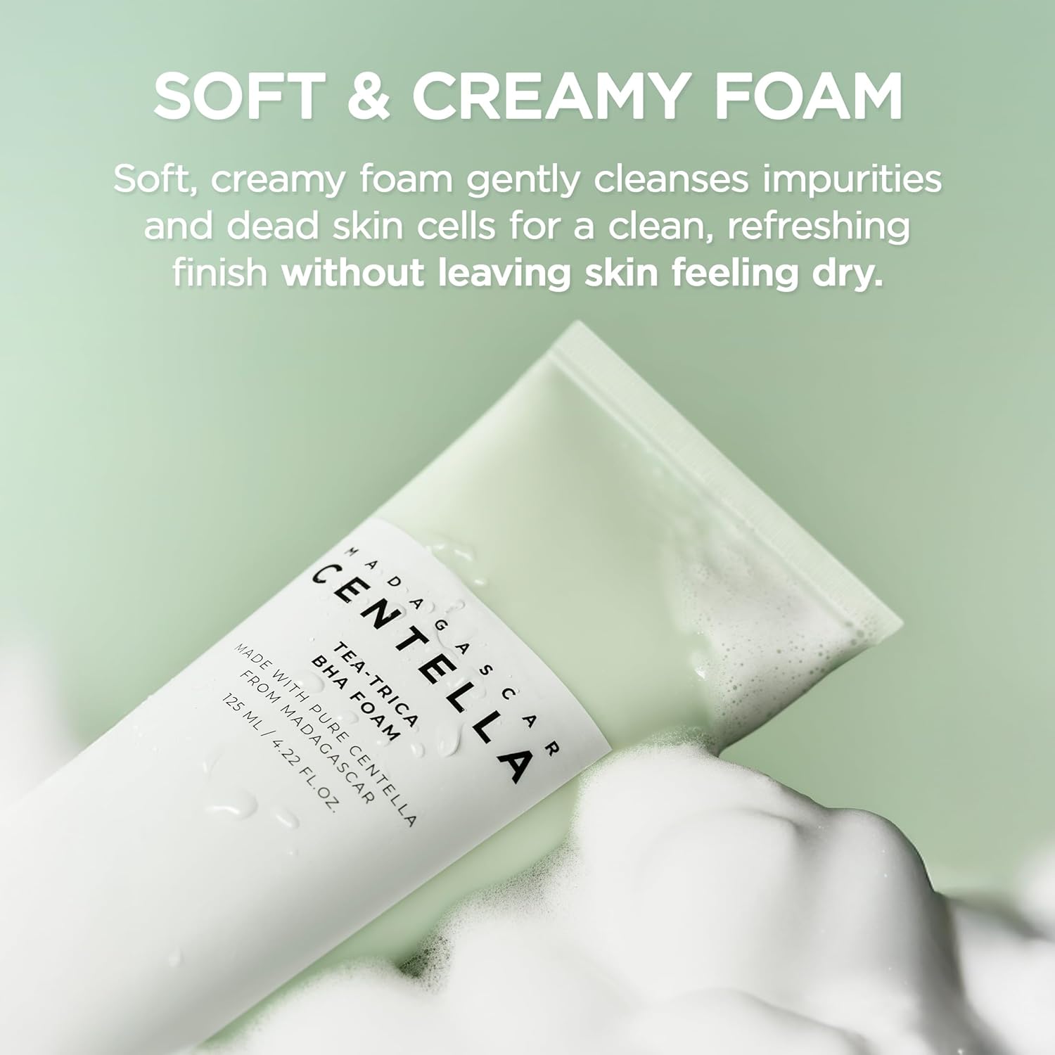 SKIN1004 Madagascar Centella Tea-Trica BHA Foam 125ml | Gentle Pore Cleansing Face Wash for Oily & Acne-Prone Skin