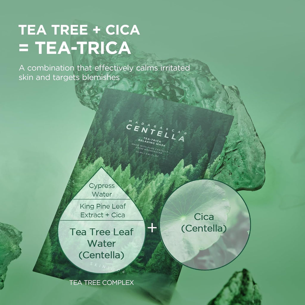 SKIN1004 Madagascar Centella Tea-Trica Relaxing Mask 24ml x 5ea | Soothing Sheet Mask for Oily & Acne-Prone Skin