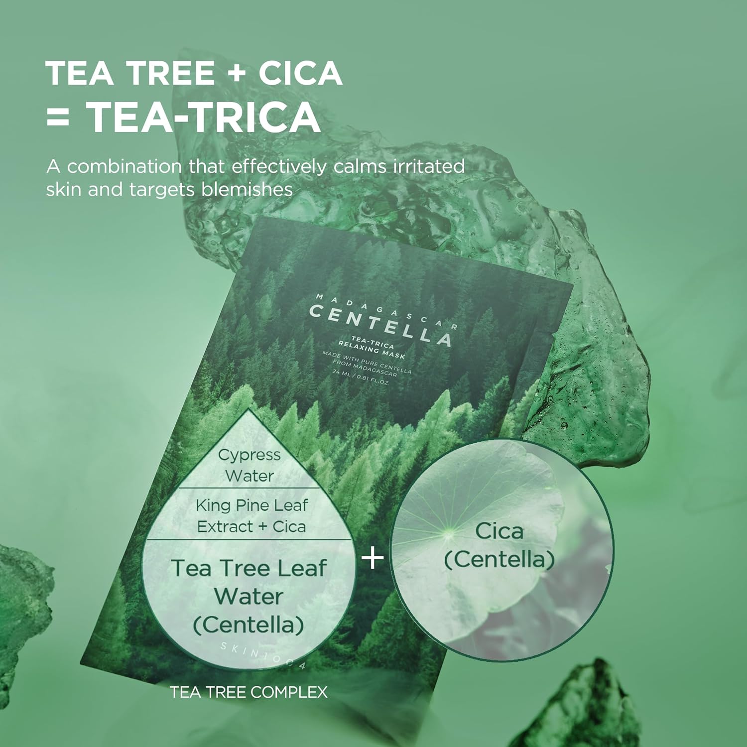 SKIN1004 Madagascar Centella Tea-Trica Relaxing Mask 24ml x 5ea | Soothing Sheet Mask for Oily & Acne-Prone Skin