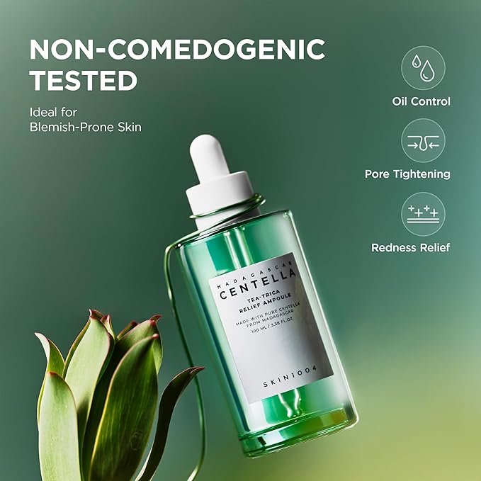 SKIN1004 Madagascar Centella Tea-Trica Relief Ampoule 100ml | Oil-Balance & Soothing Serum for Acne-Prone Skin
