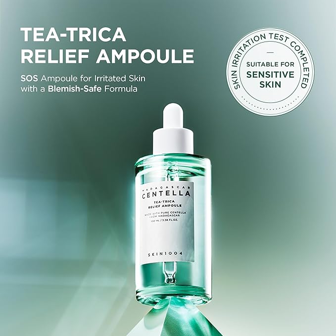 SKIN1004 Madagascar Centella Tea-Trica Relief Ampoule 100ml | Oil-Balance & Soothing Serum for Acne-Prone Skin