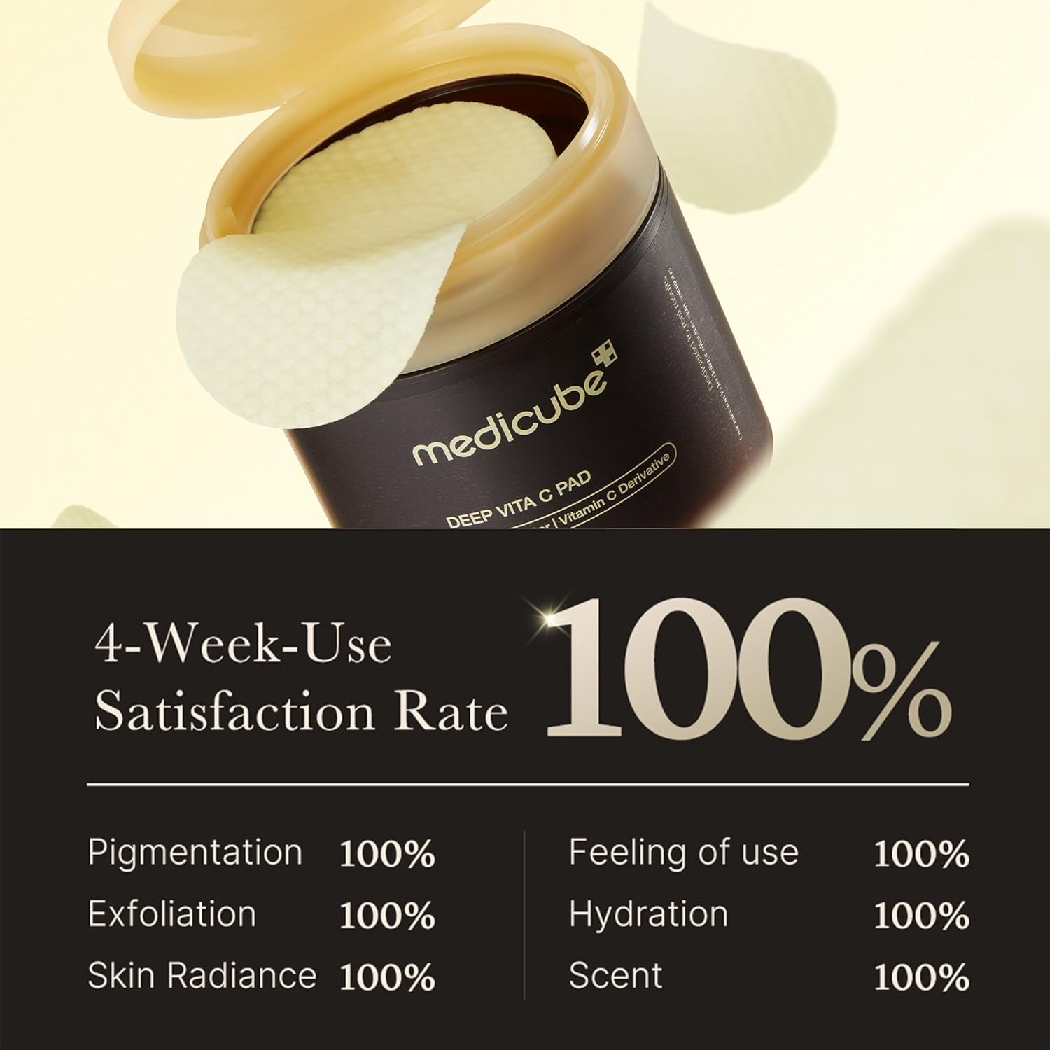 medicube Deep Vita C Facial Pads, Vitamin C Toner Pads for Uneven Skin Tone, 500,000PPM of vitamin water & 3 types of vitamin, Hydrating & Resurfacing