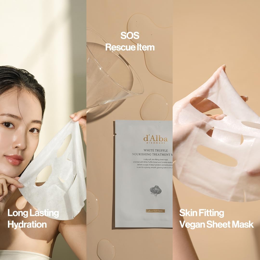 d'Alba White Truffle Nourishing Sheet Mask – Deep Hydration Vegan Korean Skincare for Dry & Tired Skin