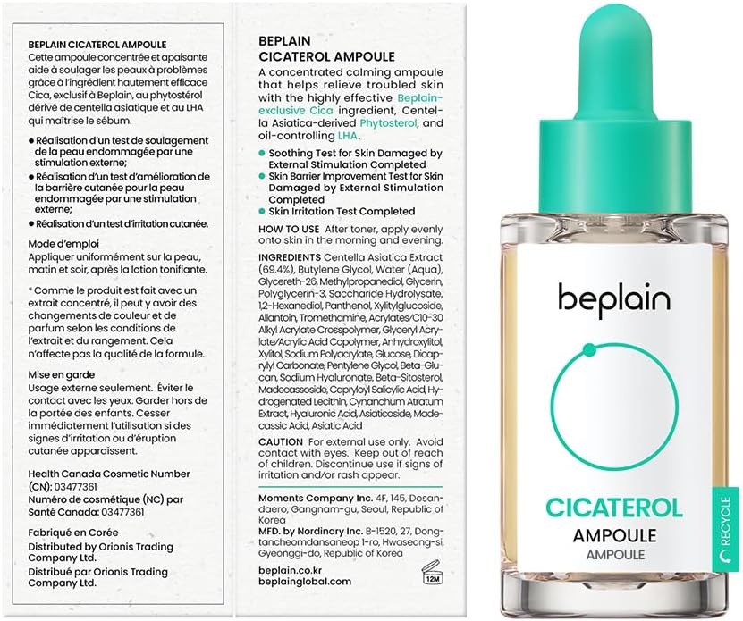 Beplain Cicaterol Ampoule 30ml | Centella Cica Soothing Serum for Sensitive & Irritated Skin