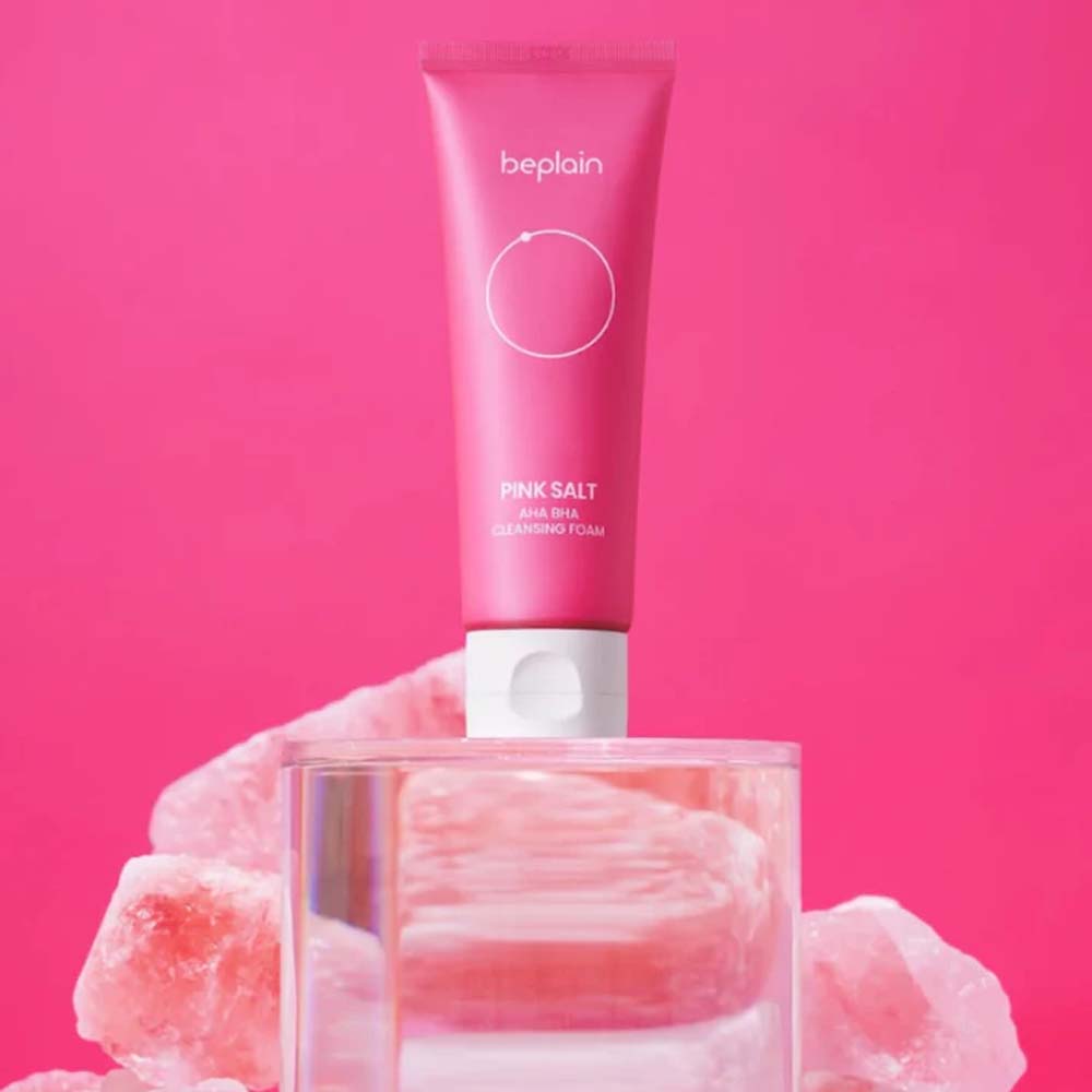 Beplain Pink Salt AHA BHA Cleansing Foam 120ml | Gentle Exfoliating Pore Cleanser